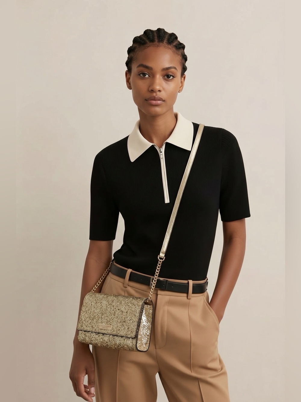 Kate Spade Gold Crossbody Bag with Chain Strap
